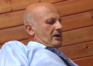 Old man is touching his fully naked granddaughter